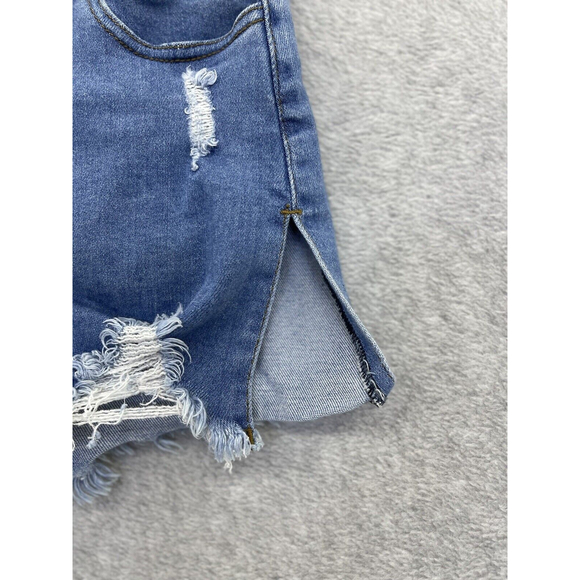 Vibrant Denim Shortie Shorts Hot Pants Medium Wash Medium Cutoff High Open side - Picture 5 of 9